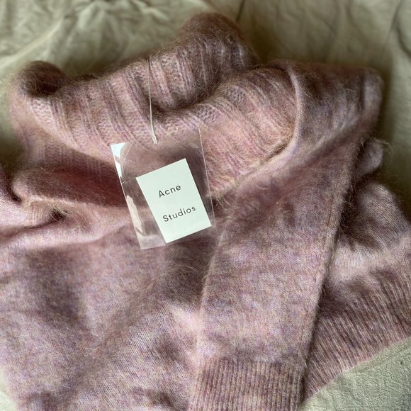 NWT XS Acne Studios Raze Mohair Purple Pink Cowl Turtleneck Sweater - Picture 9 of 16